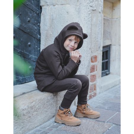 Bluzopłaszcz miś - bluza z grubej dresówki drapanej - czekoladowy