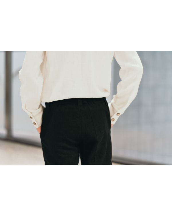 Eleganckie spodnie lniane Federico - czarne