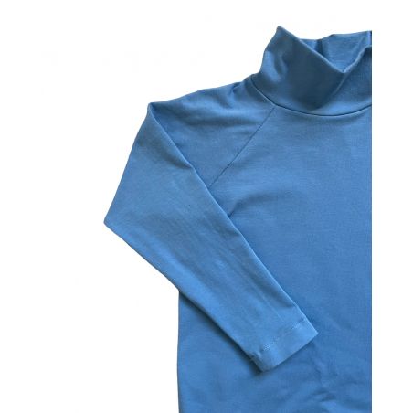 Koszulka bawełniana z golfem - błękitny