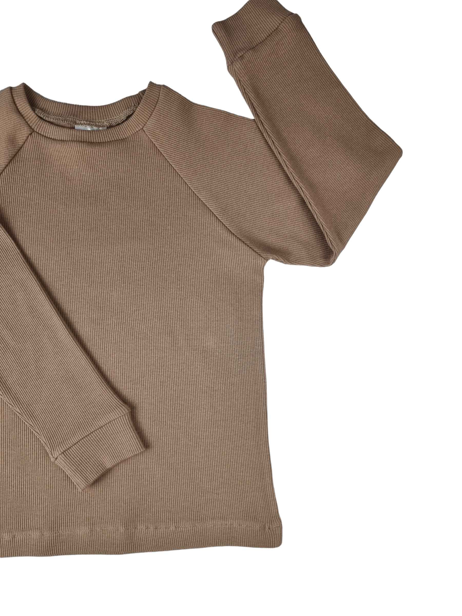 Bluza prążkowana typu longsleeve kawa