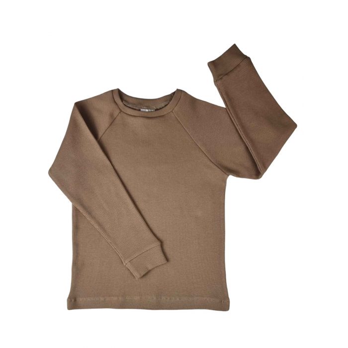 Bluza prążkowana typu longsleeve kawa