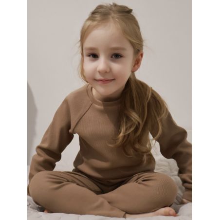 Bluza prążkowana typu longsleeve kawa