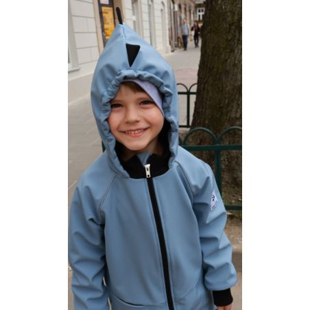 Parka softshellowa z odblaskami dinozaur - baby blue