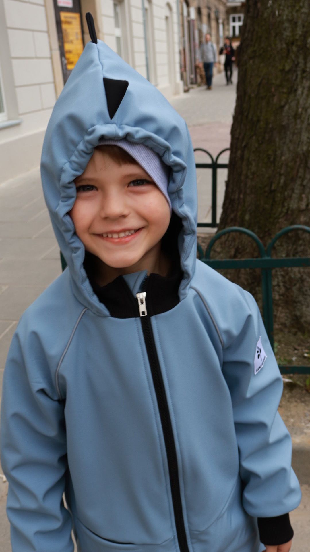 Parka softshellowa z odblaskami dinozaur - baby blue