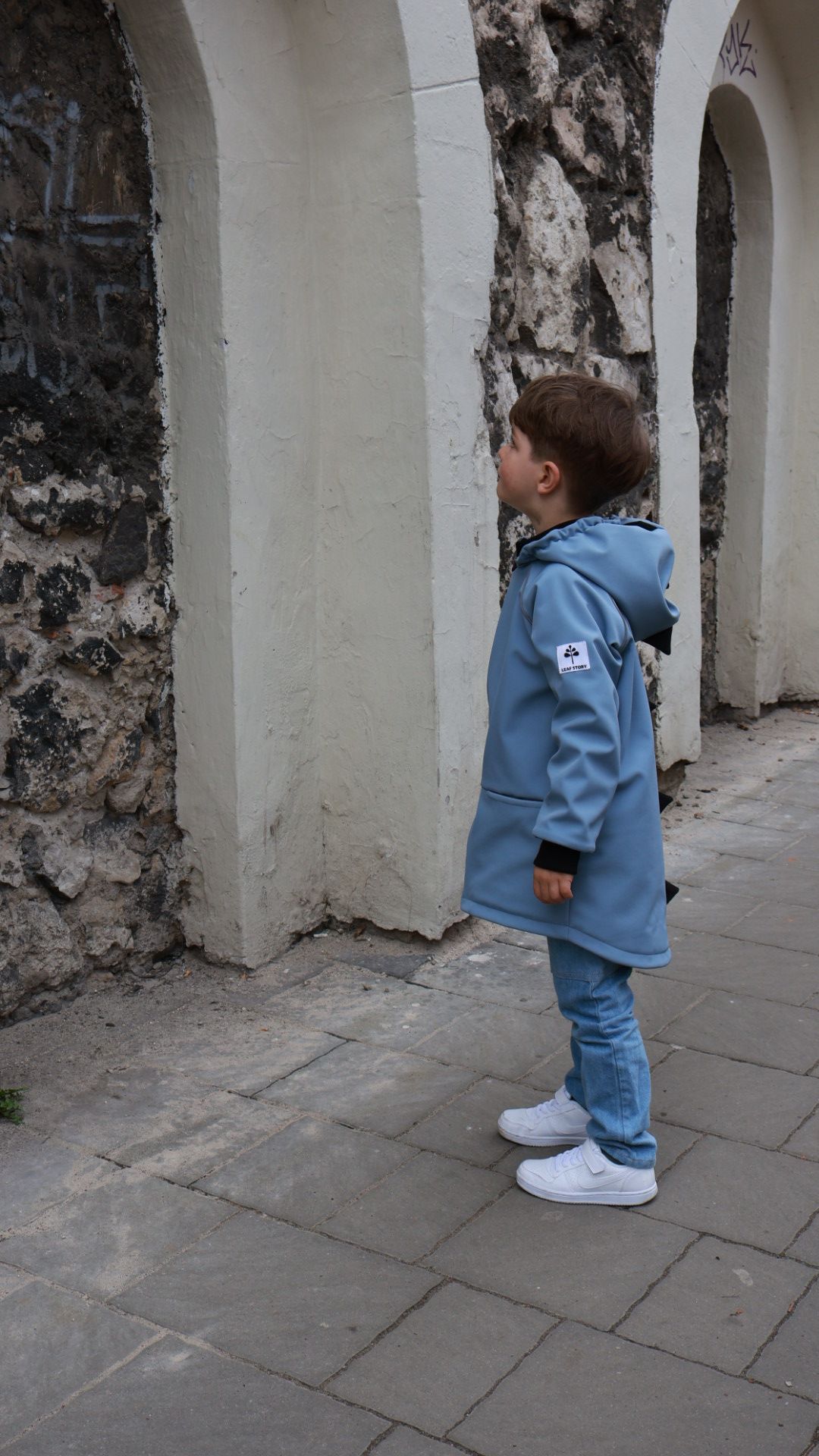 Parka softshellowa z odblaskami dinozaur - baby blue