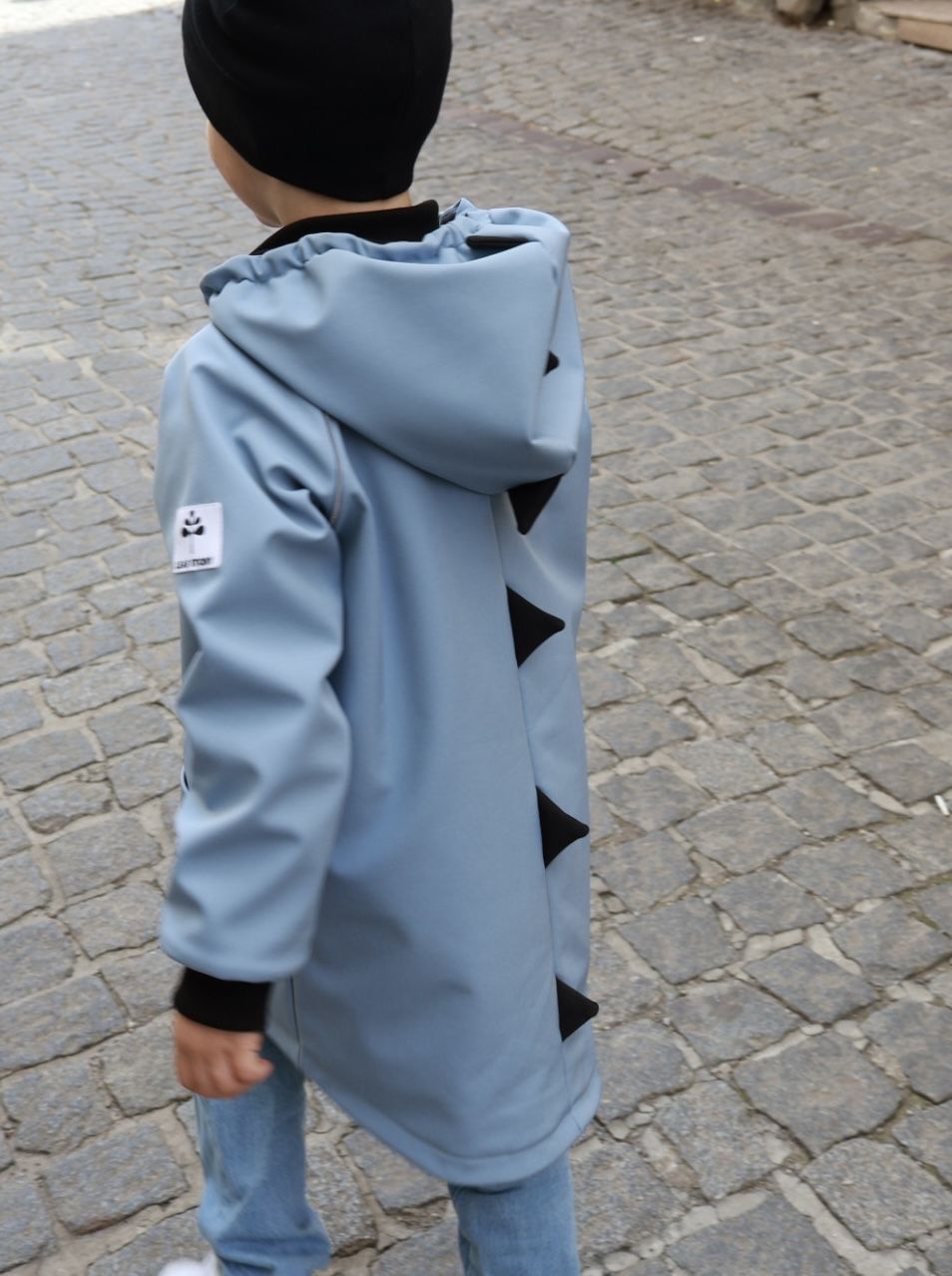 Parka softshellowa z odblaskami dinozaur - baby blue