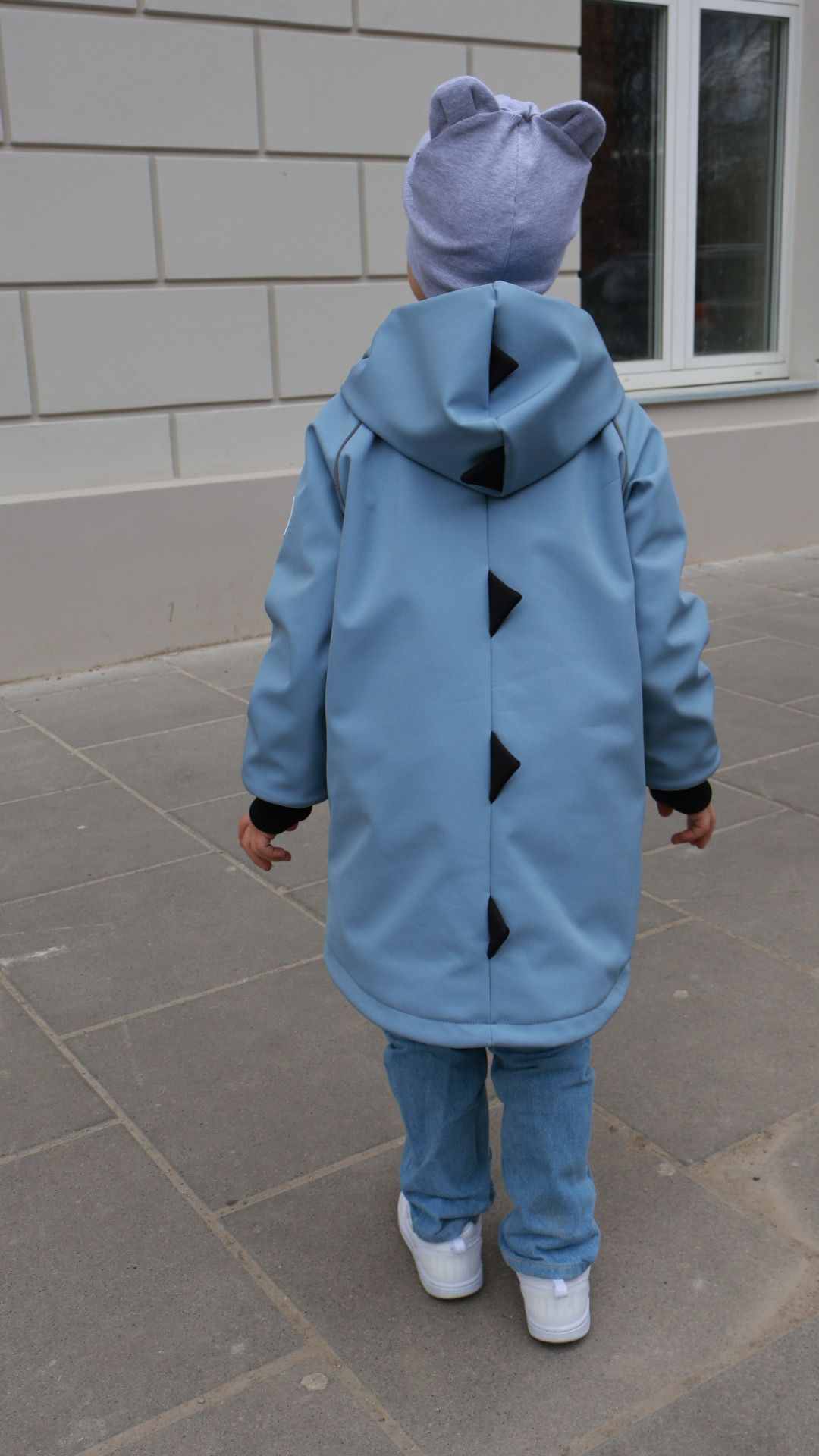 Parka softshellowa z odblaskami dinozaur - baby blue