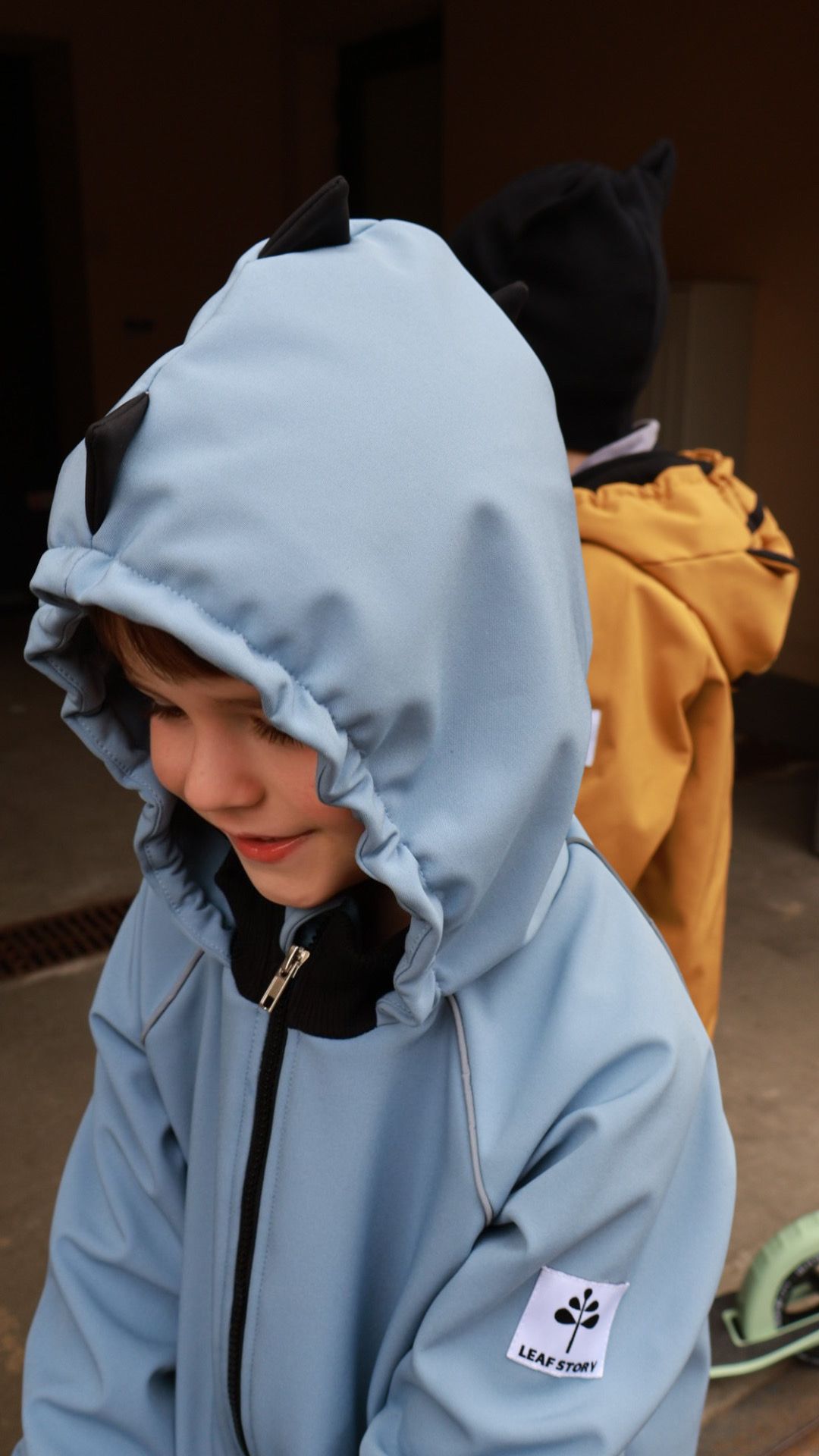 Parka softshellowa z odblaskami dinozaur - baby blue