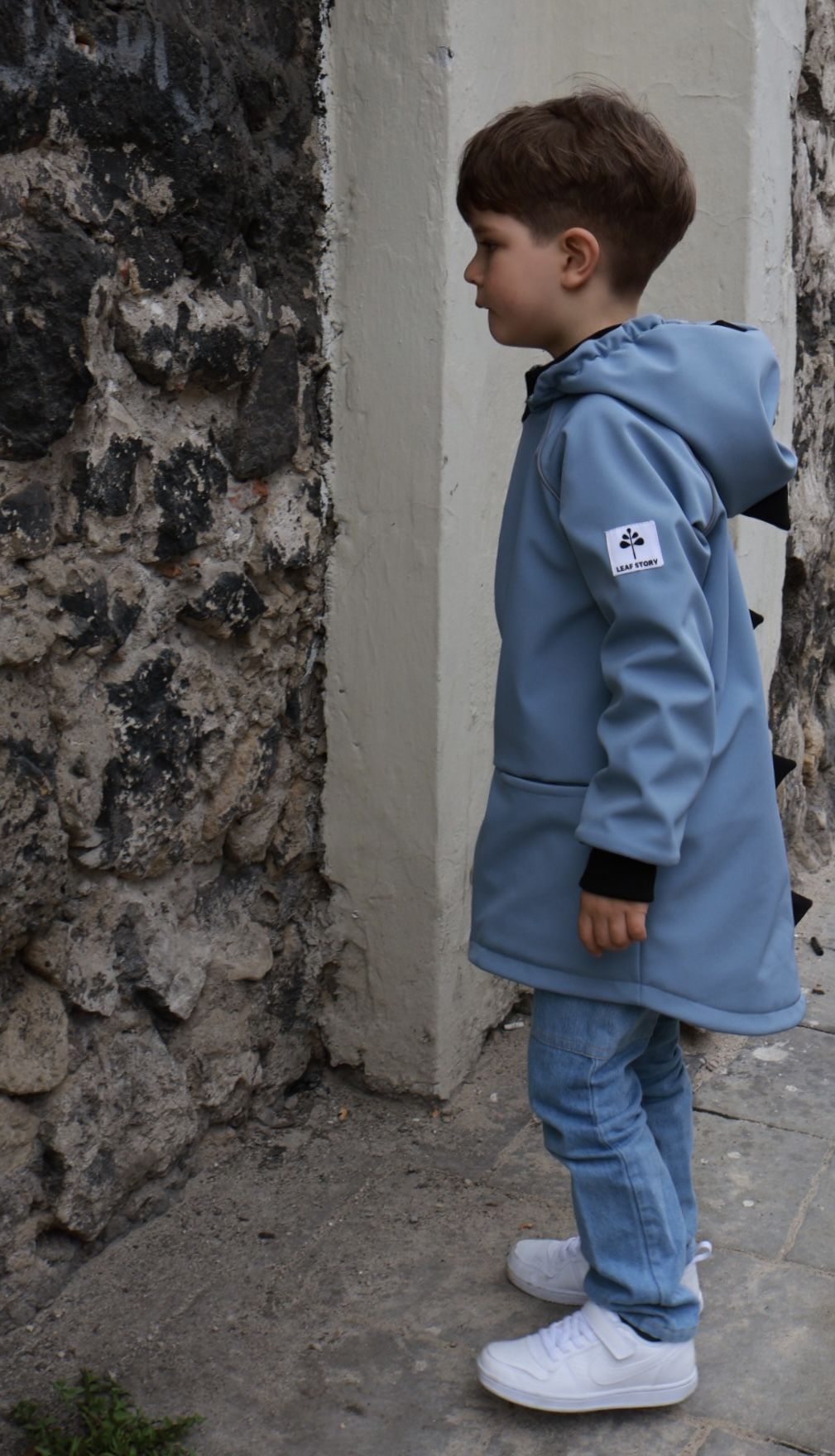 Parka softshellowa z odblaskami dinozaur - baby blue