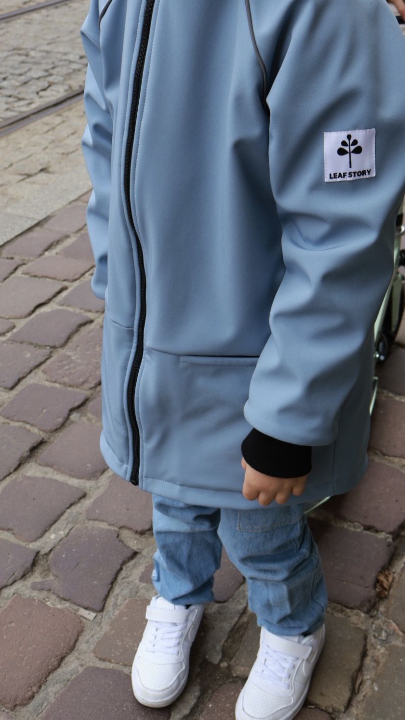 Parka softshellowa z odblaskami dinozaur - baby blue