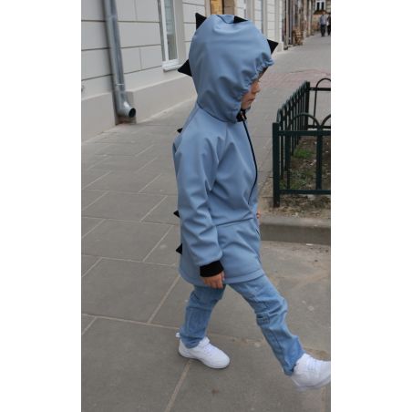 Parka softshellowa z odblaskami dinozaur - baby blue