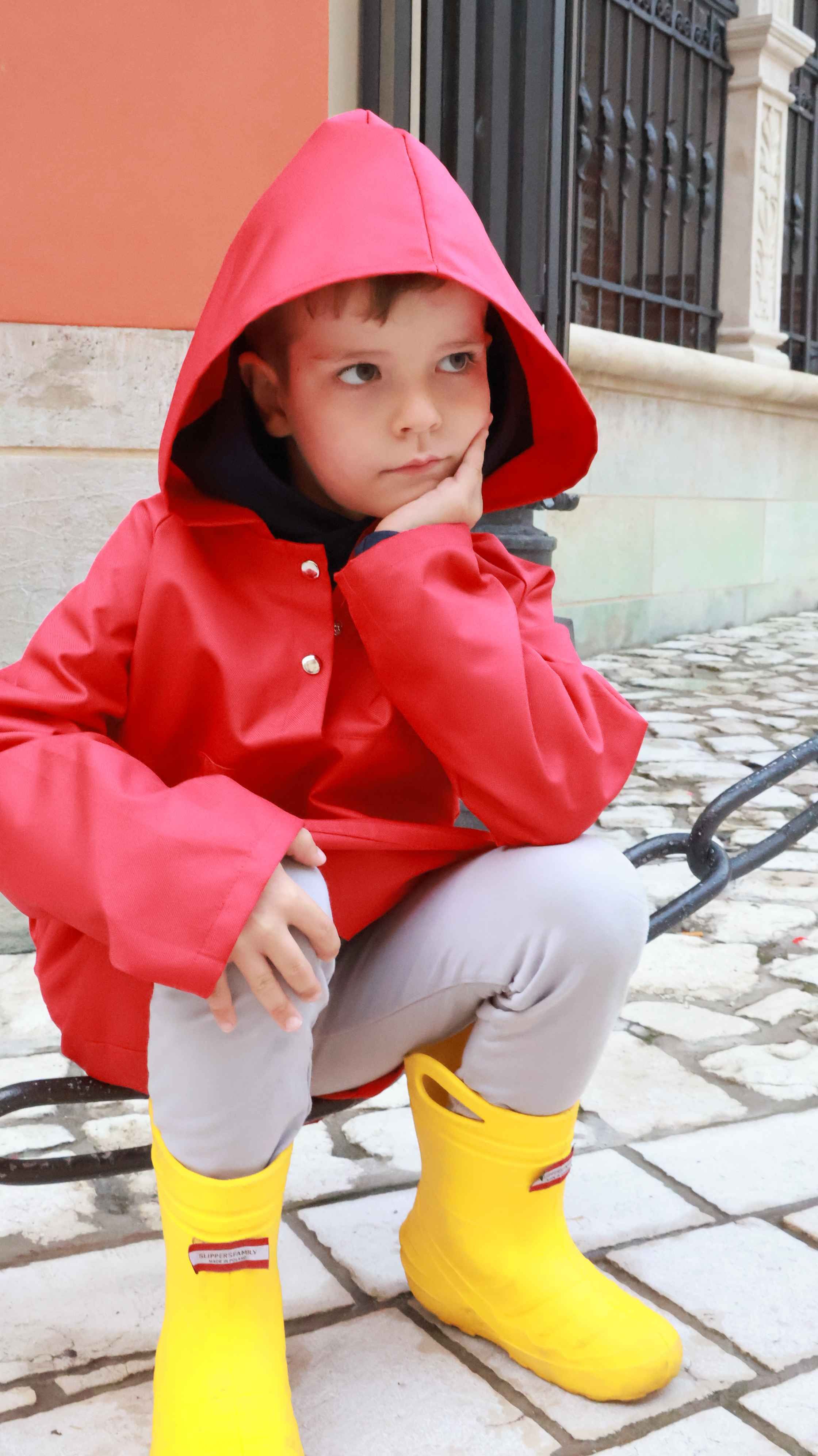 Peleryna przeciwdeszczowa dla dzieci - Czerwona ochrona przed deszczem