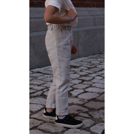 Eleganckie spodnie lniane Federico - gołębi szary