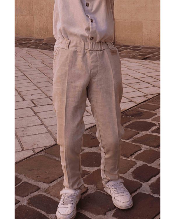 Eleganckie spodnie lniane Federico - naturalne