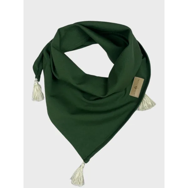 Chusta dresowa trójkątna z chwostami - khaki - MAŁA