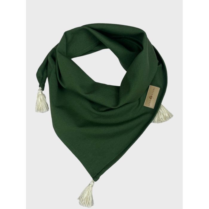 Chusta dresowa trójkątna z chwostami - khaki - MAŁA
