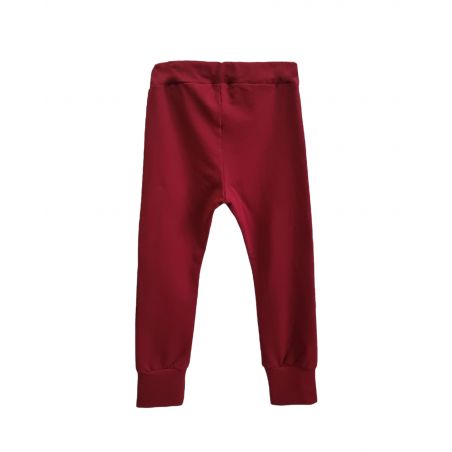 Spodnie z bawełny oragnicznej basic - bordo - 86/92