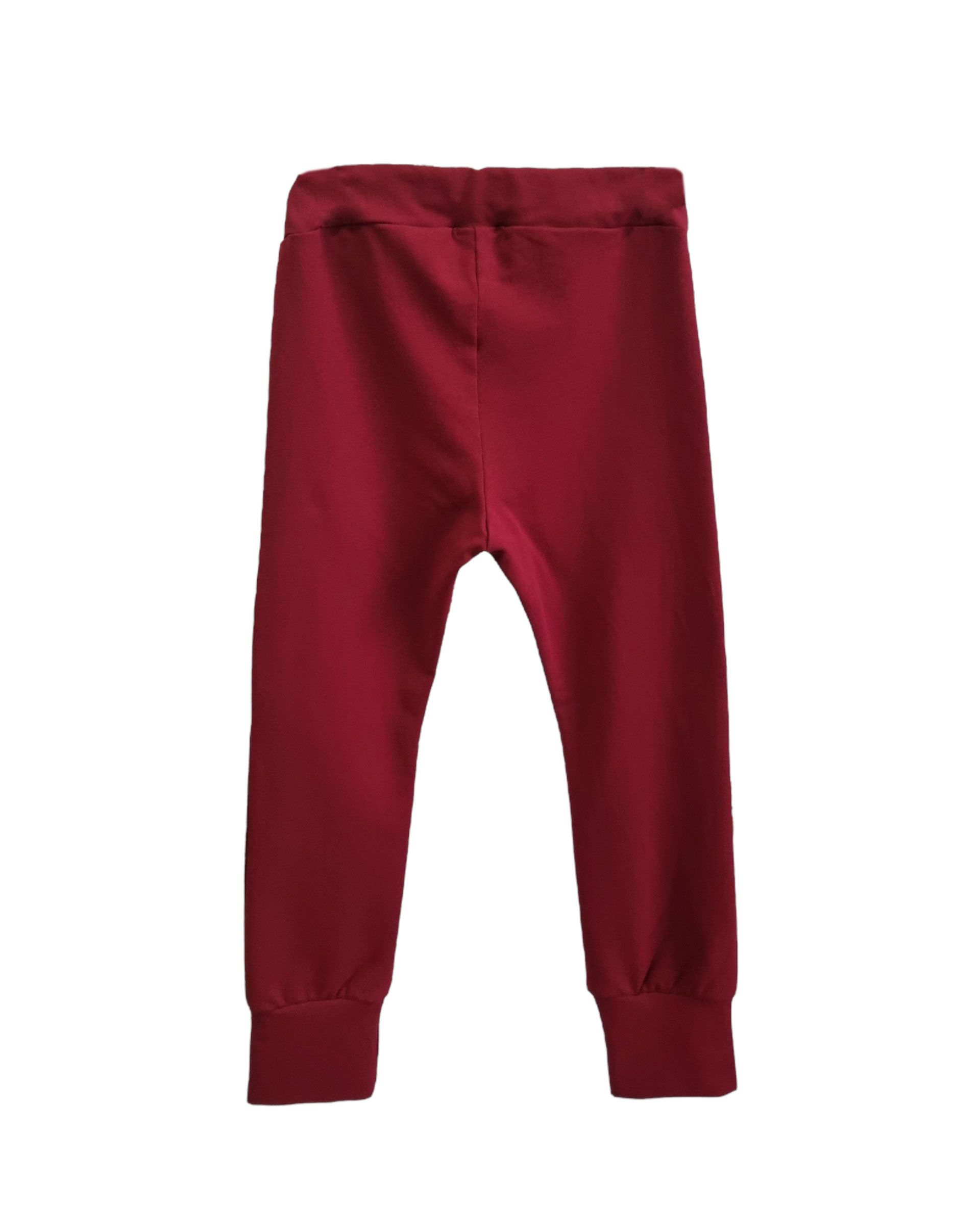 Spodnie z bawełny oragnicznej basic - bordo - 86/92