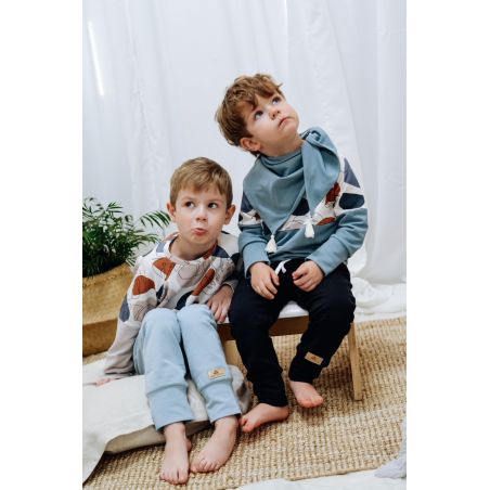 Bluza klasyczna beige - terrazzo and leaves - 86/92