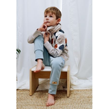 Bluza klasyczna beige - terrazzo and leaves - 86/92