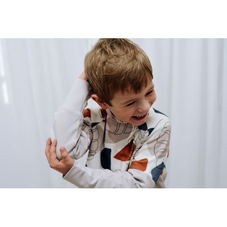 Bluza klasyczna beige - terrazzo and leaves - 86/92