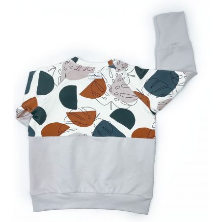 Bluza klasyczna beige - terrazzo and leaves - 86/92