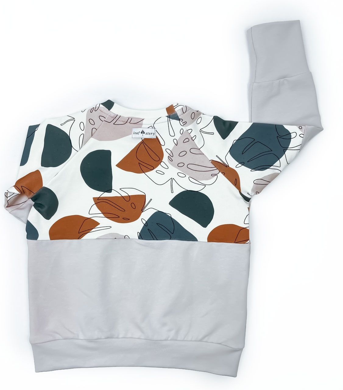 Bluza klasyczna beige - terrazzo and leaves - 86/92