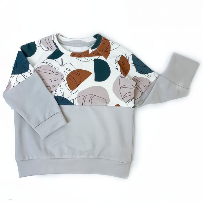 Bluza klasyczna beige - terrazzo and leaves - 86/92