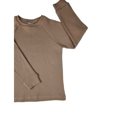 Bluza prążkowana typu longsleeve - kawa - 86/92