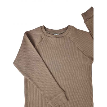 Bluza prążkowana typu longsleeve - kawa - 86/92
