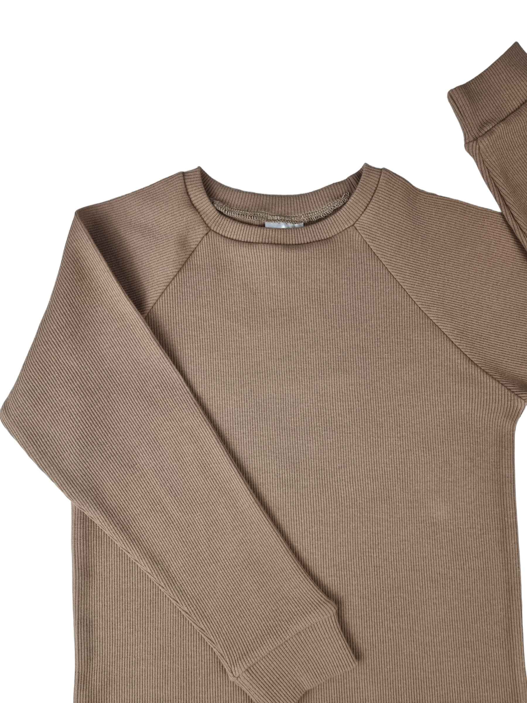 Bluza prążkowana typu longsleeve - kawa - 86/92