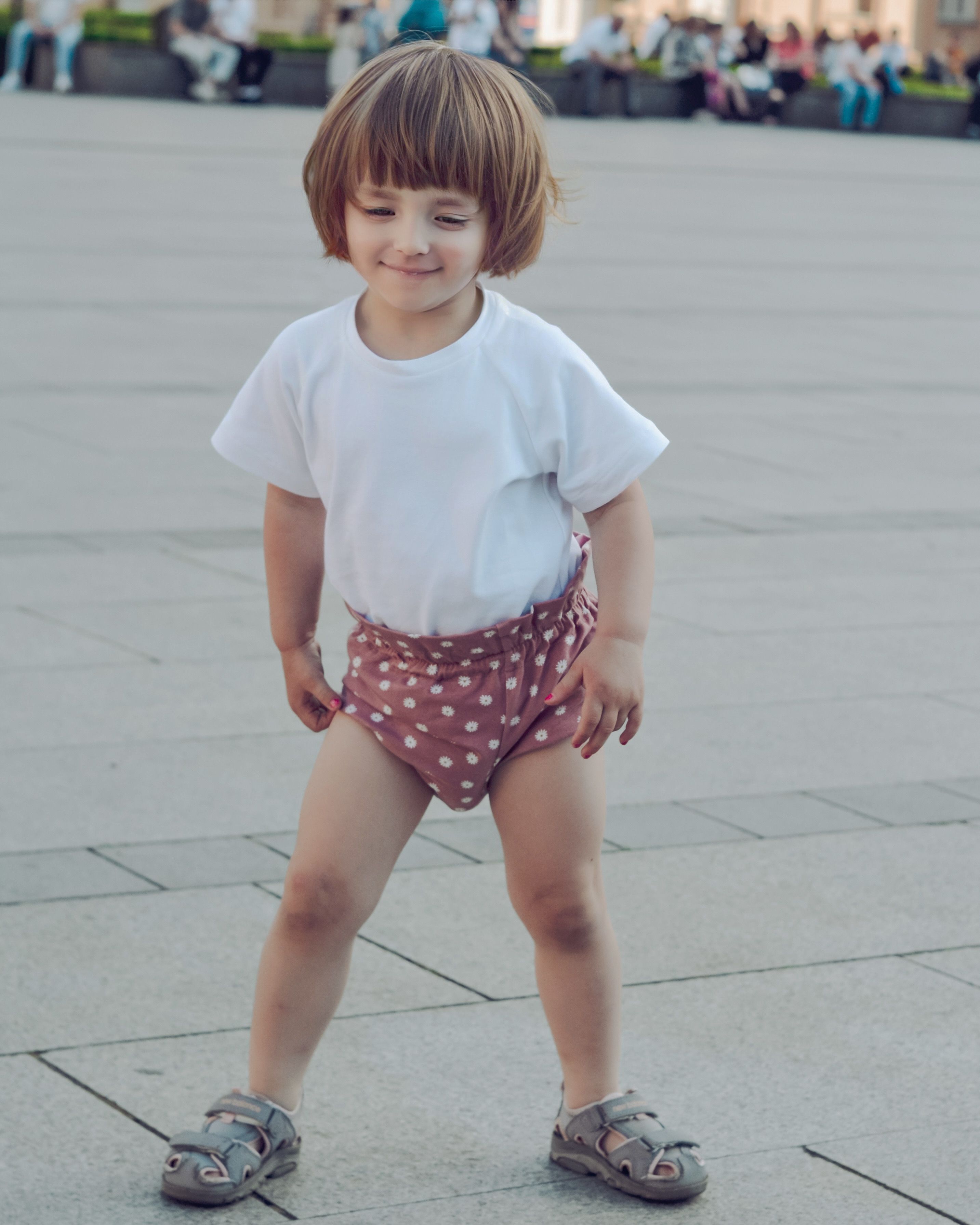 BLOOMERSY Z DZIANINY BAWEŁNIANEJ - STOKROTKI - 62/68
