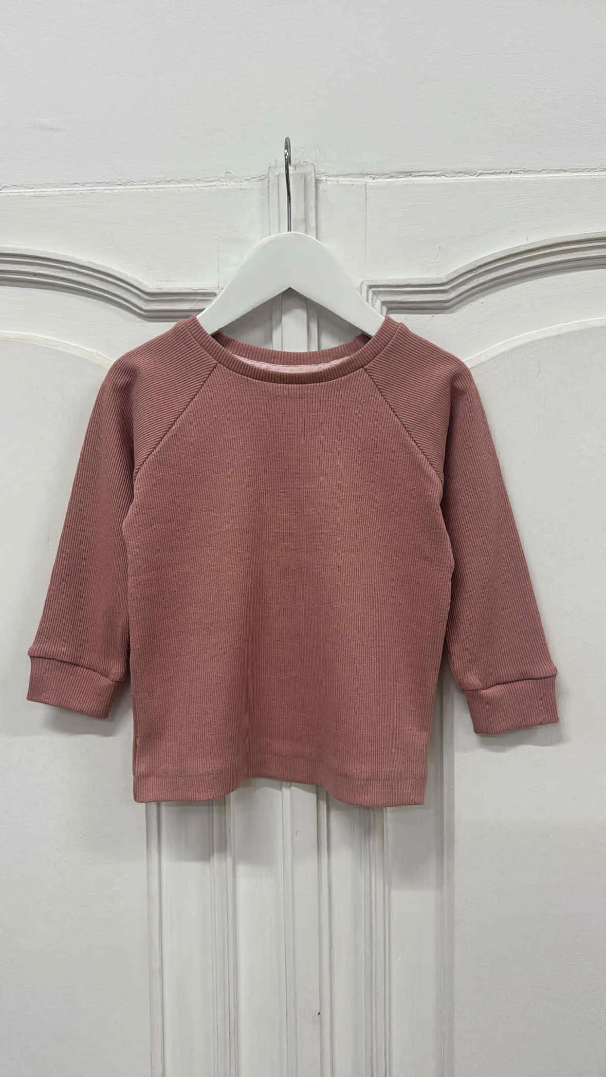 Bluza prążkowana typu longsleeve - BRUDNY RÓŻ - 86/92