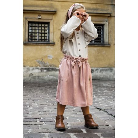Bluzka z falbankami lniano - wiskozowa Audrey -naturalna - 98/104