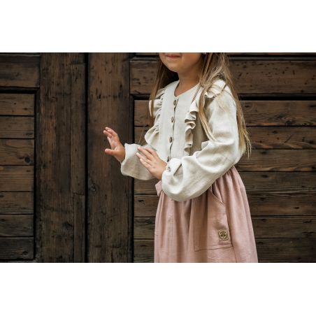 Bluzka z falbankami lniano - wiskozowa Audrey -naturalna - 98/104