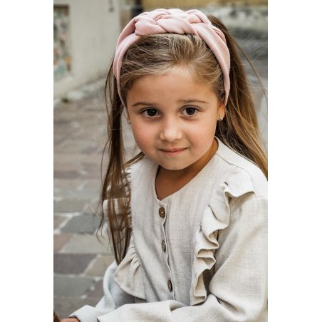 Bluzka z falbankami lniano - wiskozowa Audrey -naturalna - 98/104