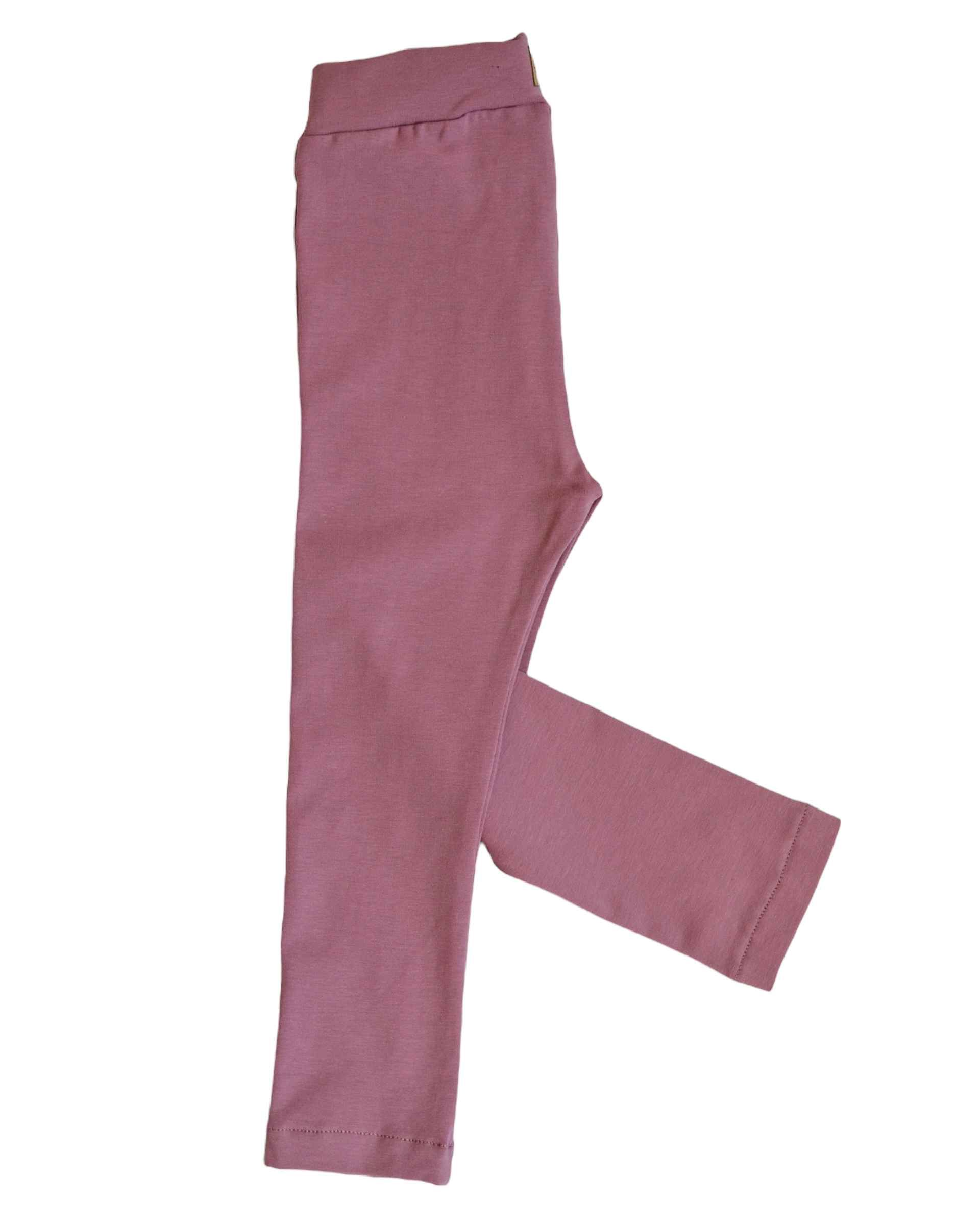 Legginsy z bawełny organicznej - getry - jerseyowe - wrzosowy róż - 74/80