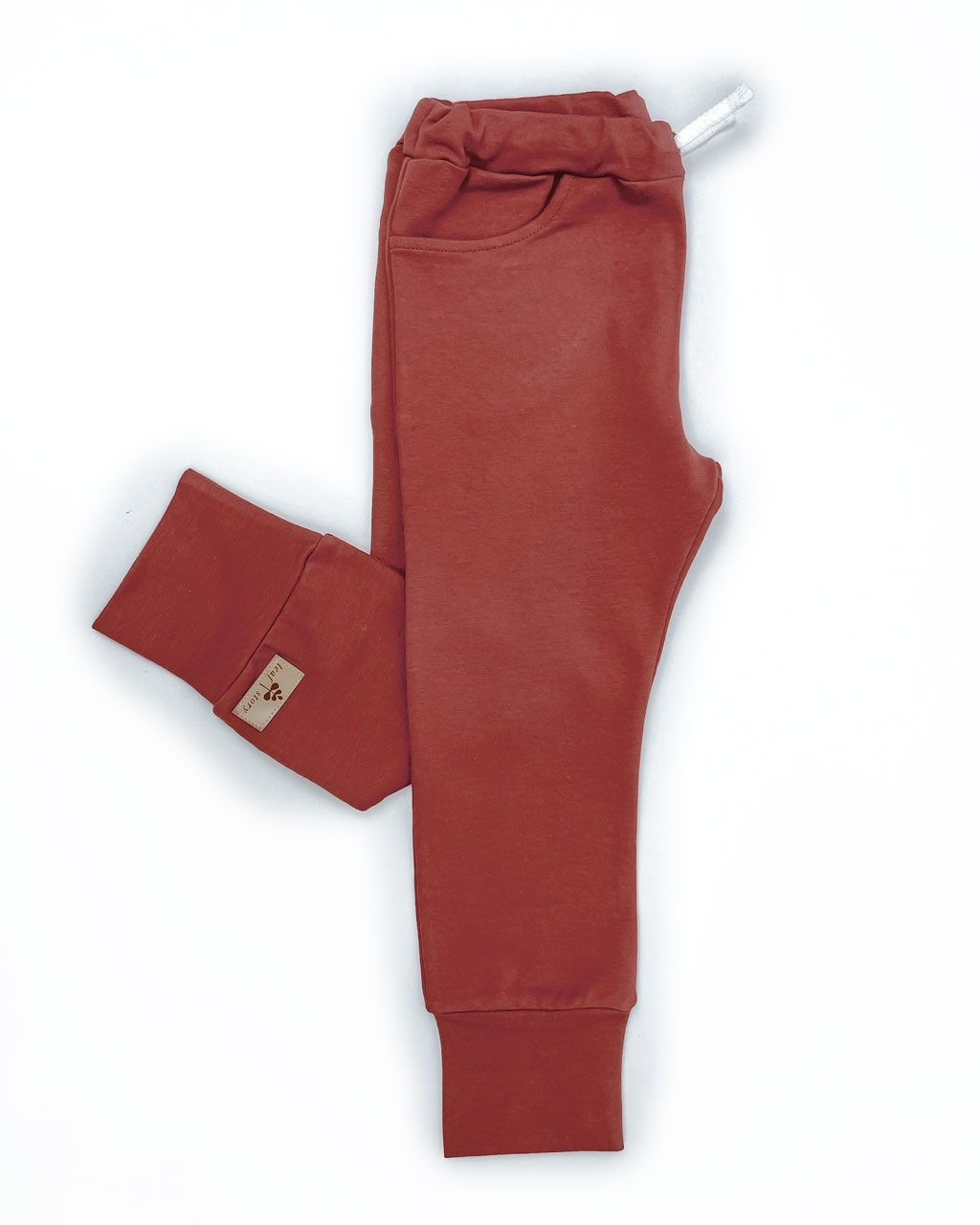 Spodnie klasyczne z dzianiny dresowej marsala roses - 74/80