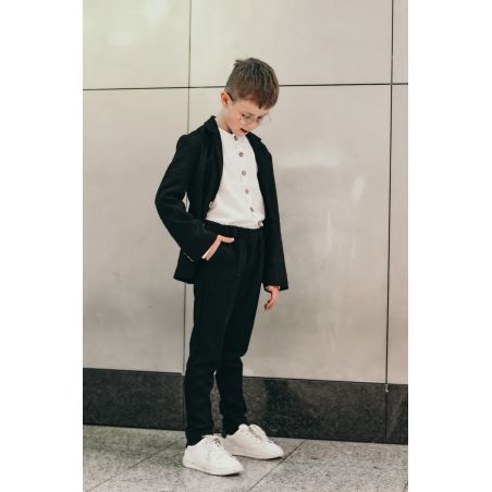 Eleganckie spodnie lniane Federico - czarne - 98/104