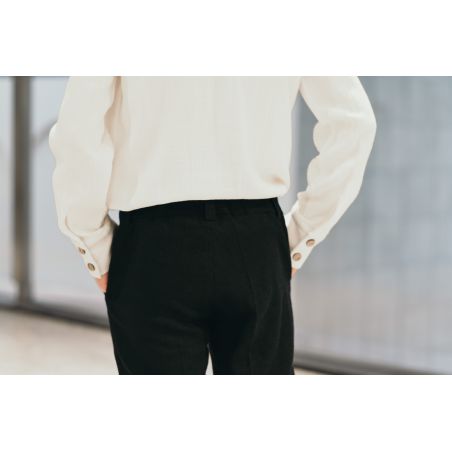 Eleganckie spodnie lniane Federico - czarne - 98/104
