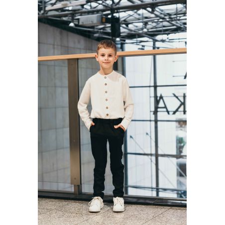 Eleganckie spodnie lniane Federico - czarne - 98/104