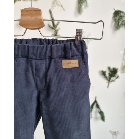 Sztruksowe spodnie ze szlufkami i regulacją pasa - jeans - 86/92