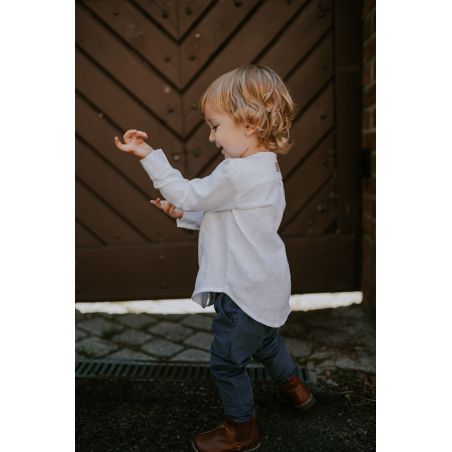 Sztruksowe spodnie ze szlufkami i regulacją pasa - jeans - 86/92