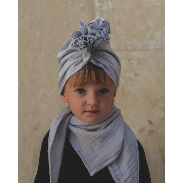 Chusta trójkątna muślinowa bez chwostów - jasny szary tripple - r.M