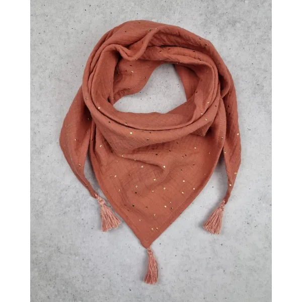 Chusta trójkątna muślinowa - gold marsala - r. M