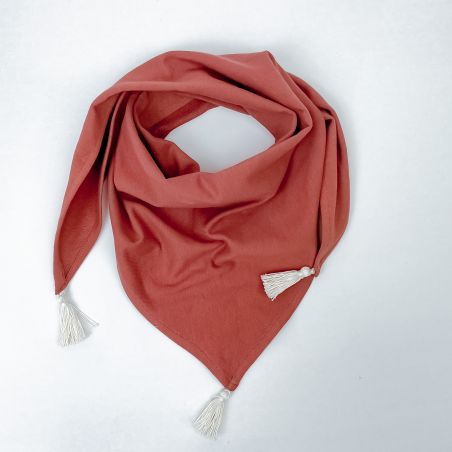Chusta trójkątna dresowa - marsala roses - MAŁA