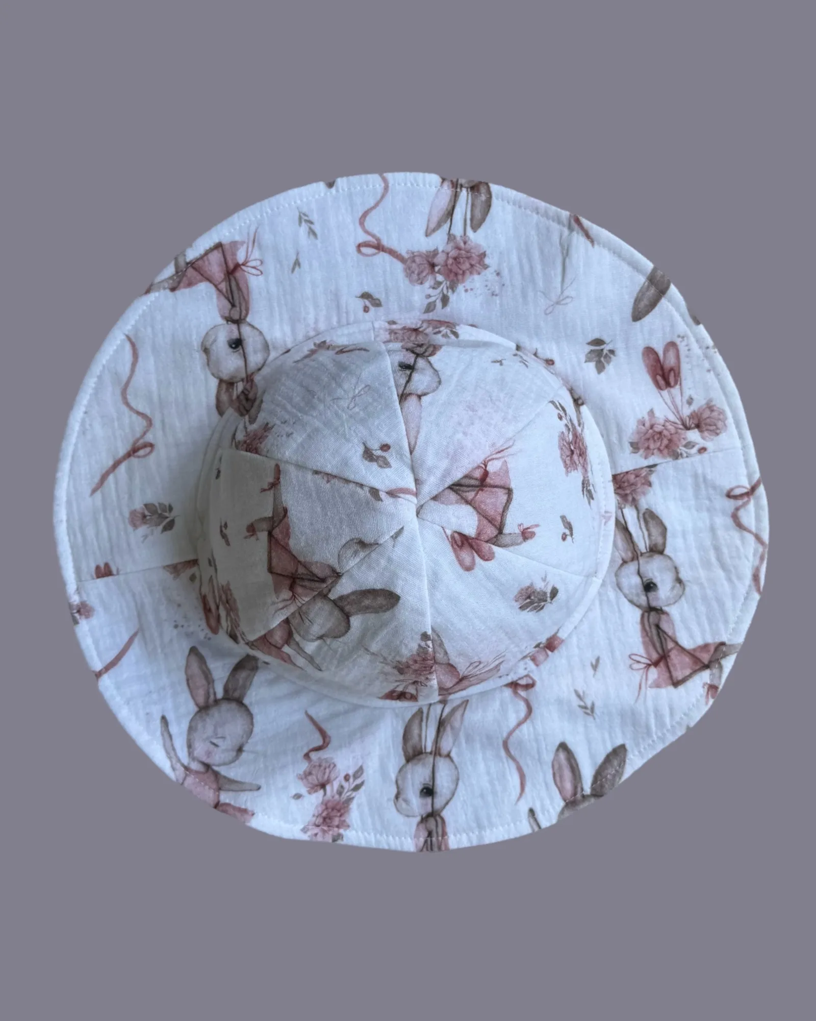 Kapelusz dziewczęcy muślinowy - króliczki baletnice - r. S (obw. 42-46 cm)