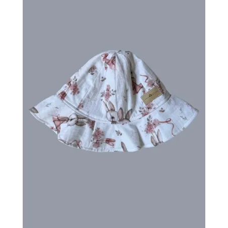Kapelusz dziewczęcy muślinowy - króliczki baletnice - r. M (obw. 46-51 cm)