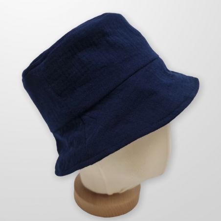 KAPELUSZ MUŚLINOWY TYPU ,,BACKET HAT'' - GRANATOWY - r.50