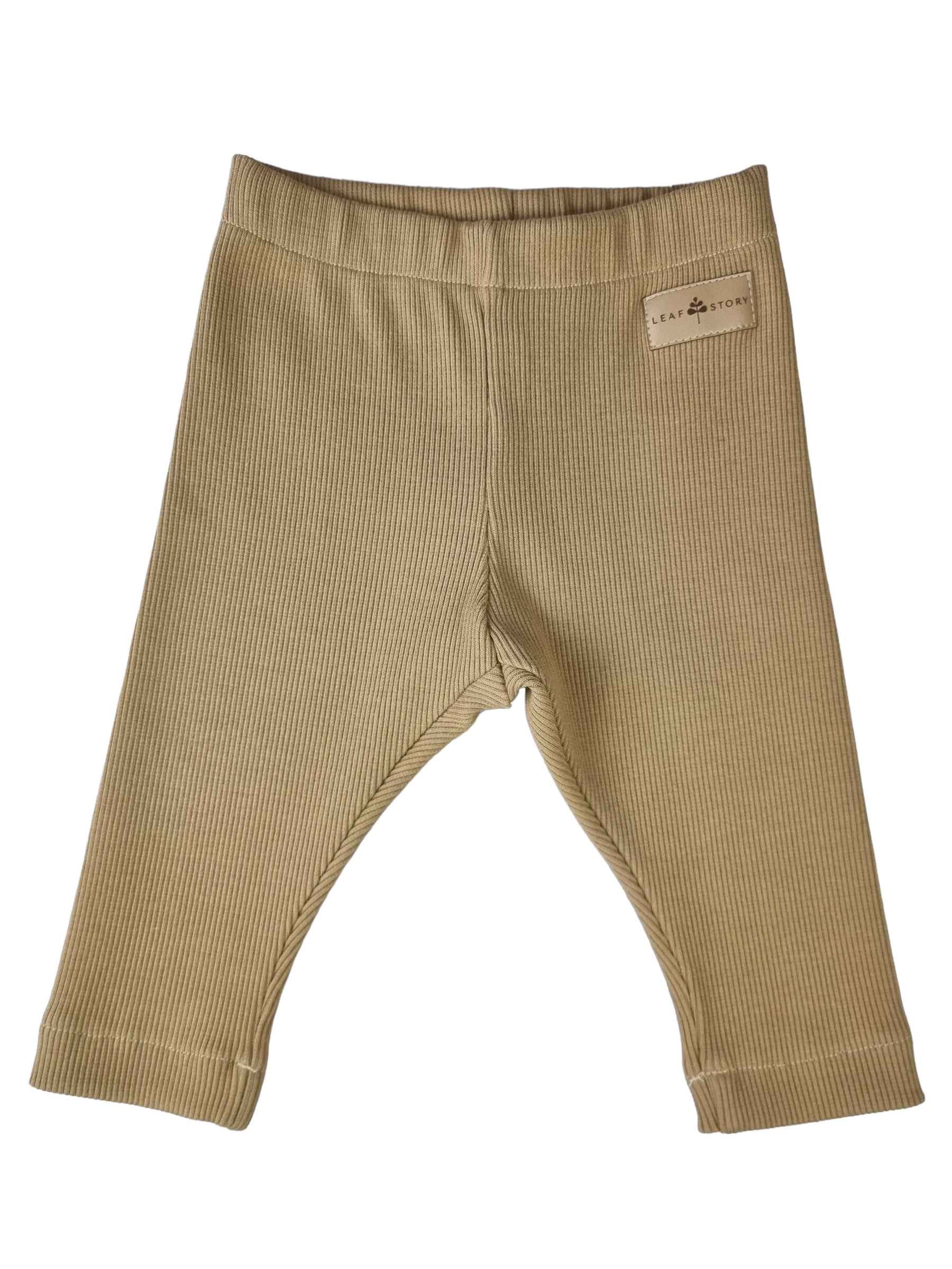 Legginsy prążkowane GRUBSZE - piaskowy beż - 62/68